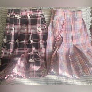 💕Hello Kitty Pink and Blue Midi A-line Skirt